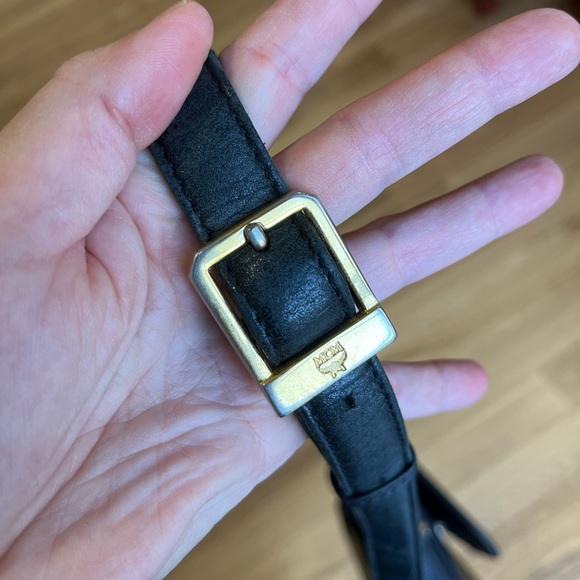 Vintage MCM Leather Crossbody Messenger Shoulder Sling Bag Purse Black Studded - Picture 14 of 16